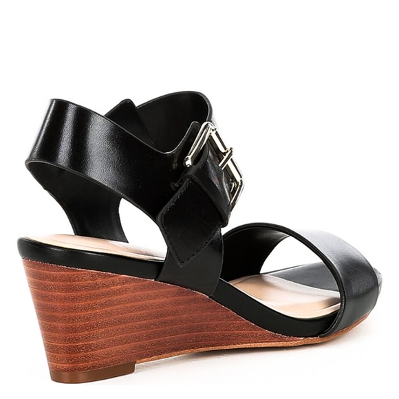 Preston & York Leather Designer Wedges Ladies Size 7 In Genuine Black Leather - Picture 5 of 6